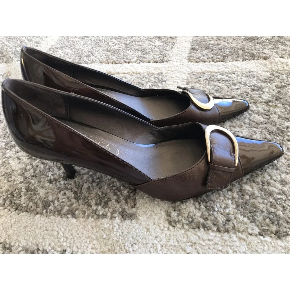 Circa Joan & David Womens Shoes Size 6.5M Chocolate Leather Closed Toe Heels